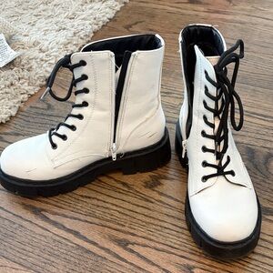 Mix No. 6 White and Black Combat Boots